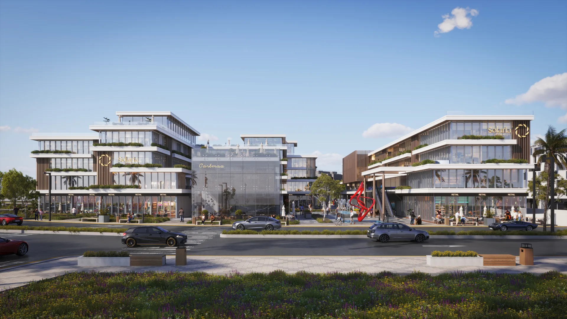 Aerial view of Solaria Mall location